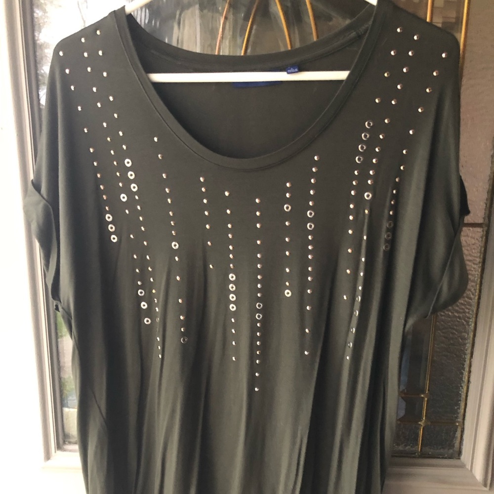Apt.9 Olive Blouse, size L, sparkle detail, worn once